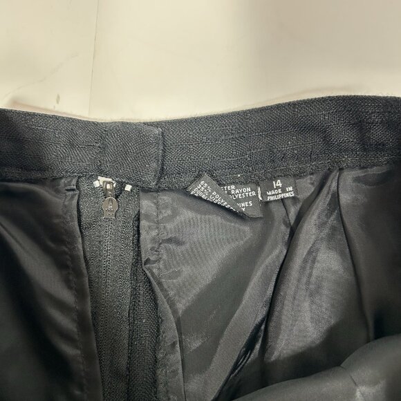 Vtg Kasper For ASL 2pc Skirt Suit Tan Black Short Sleeve Pleated Front Lined 14 - Picture 8 of 9